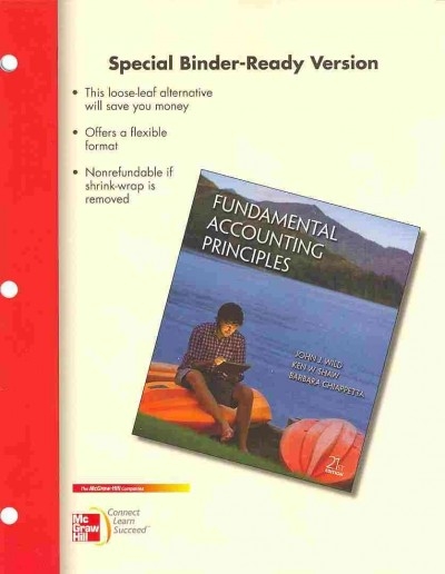 LOOSE-LEAF FOR FUNDAMENTAL ACCOUNTING PRINCIPLES 21st edition 9780077525354 by Wild, John